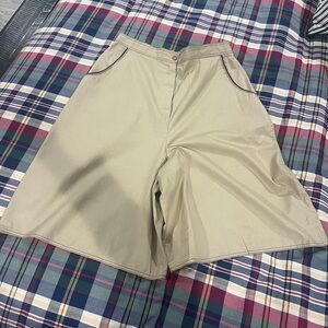 Beige Wide-Leg Shorts